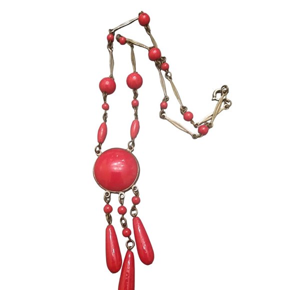 Vintage Art Deco Czech Glass Lavalier Necklace (A2003) - Picture 1 of 6